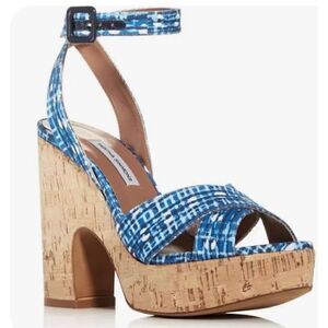 TABITHA SIMMONS Abstract Woven Ankle Strap Elena Round Toe Block Heel Sandals NW